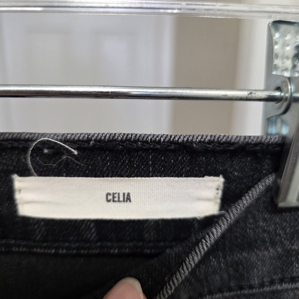 Nili Lotan Celia Distressed Black Washed Denim Flare Jeans High Rise - Picture 7 of 15